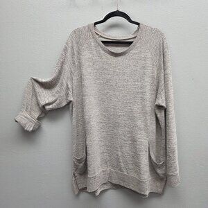 Sweatshirt Womens Extra Large Oatmeal Heather Raglan Crewneck Pullover Pockets